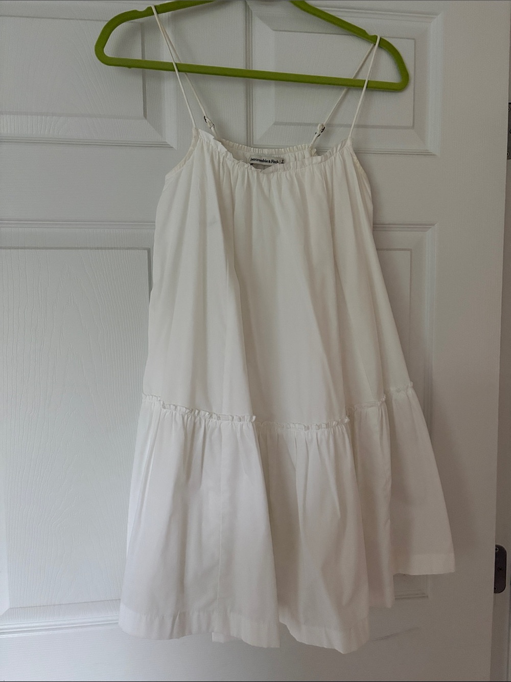 Abercrombie & Fitch White Tiered Spaghetti-Strap Mini Dress